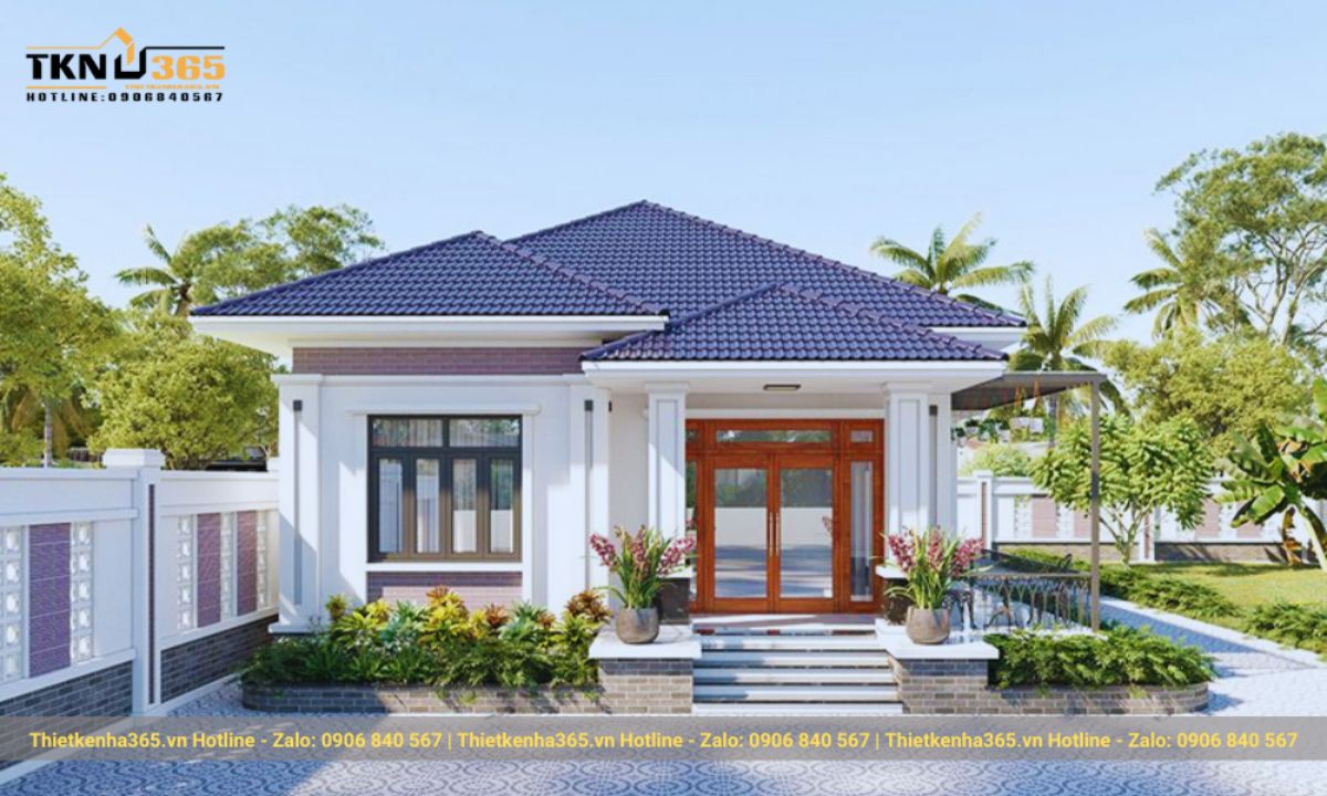 thiết kế nhà 1 tầng 3 phòng ngủ 5x20