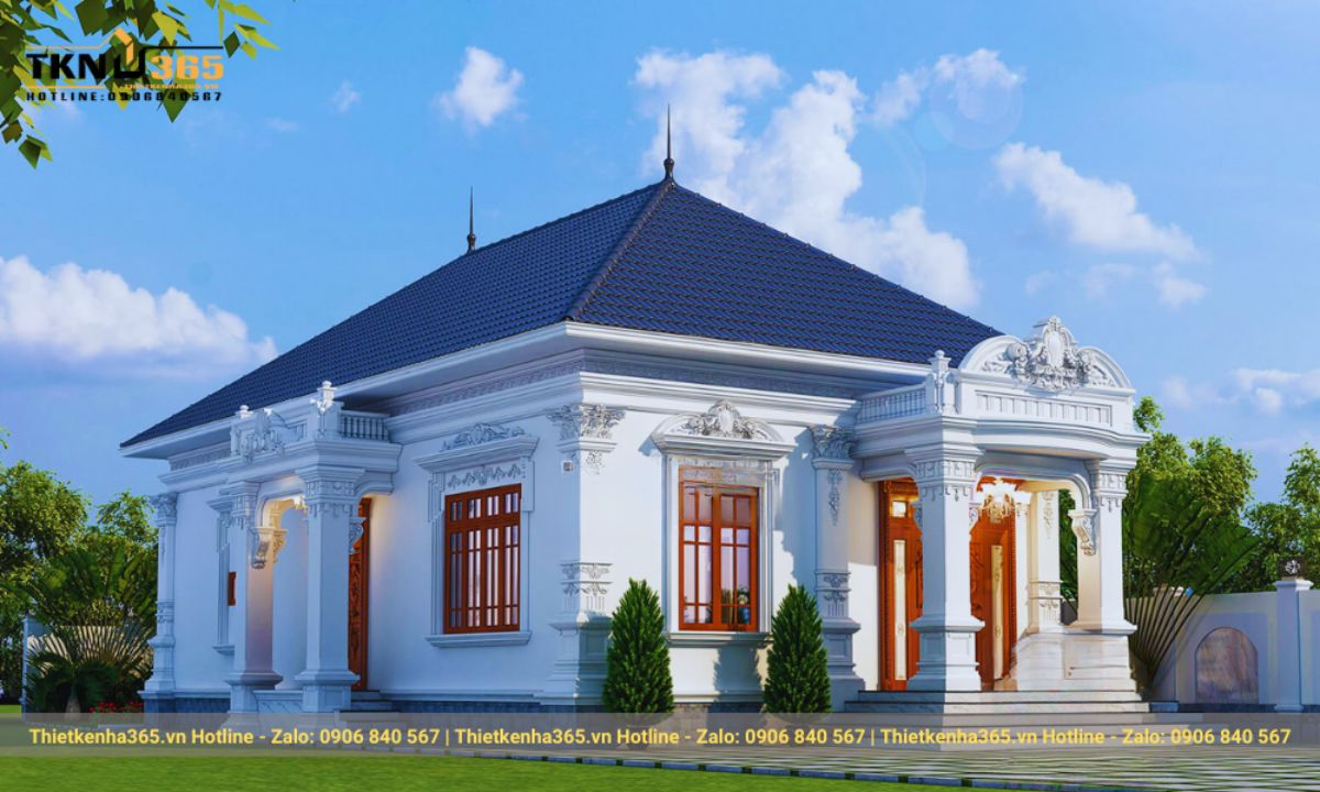 thiết kế nhà 1 tầng 3 phòng ngủ 5x20