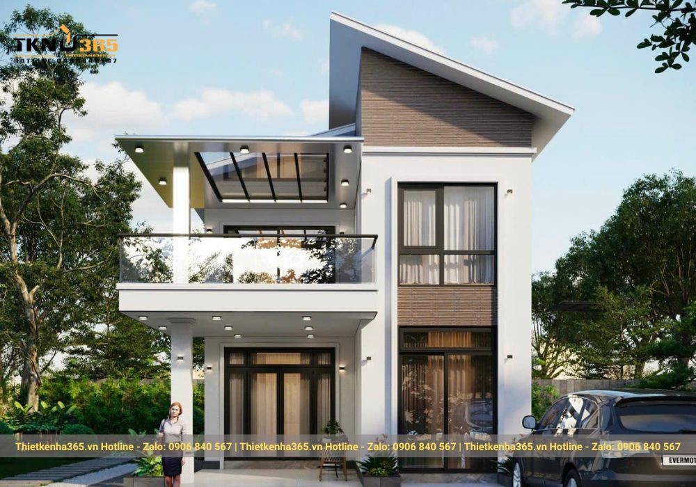 Thiết kế nhà vuông 2 tầng 