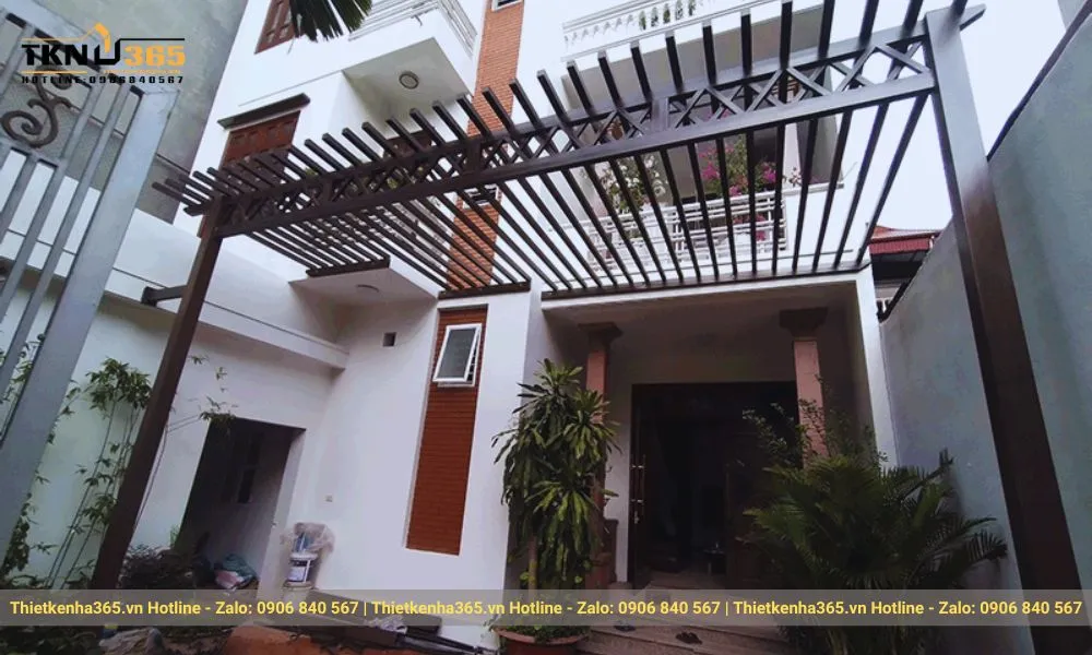 Mẫu nhà đẹp cấp 4 có giàn hoa tươi