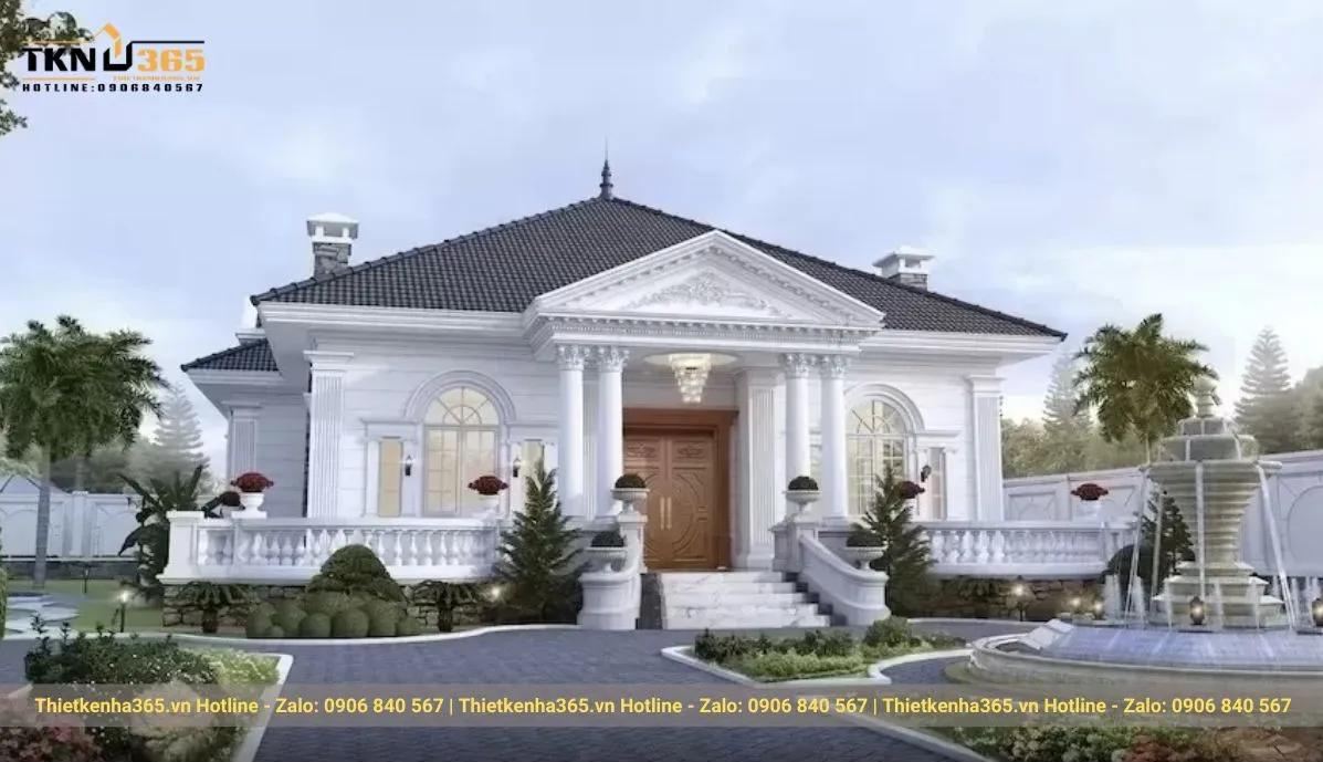 Mẫu biệt thự 1 tầng kiểu Châu Âu