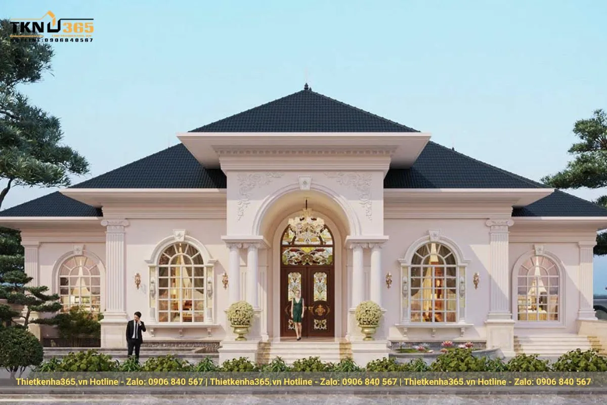 Biệt thự 1 tầng kiểu Châu Âu sang trọng