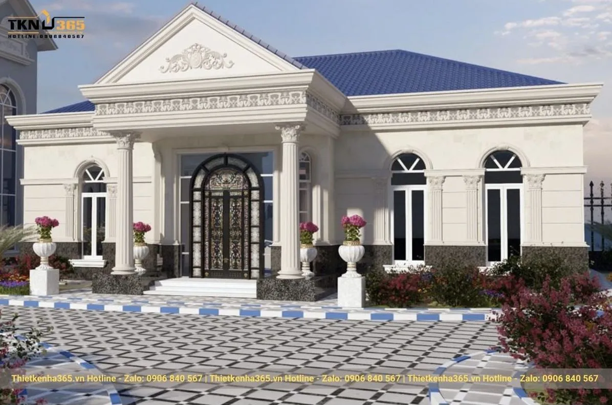Biệt thự 1 tầng tân cổ điển kiểu Pháp