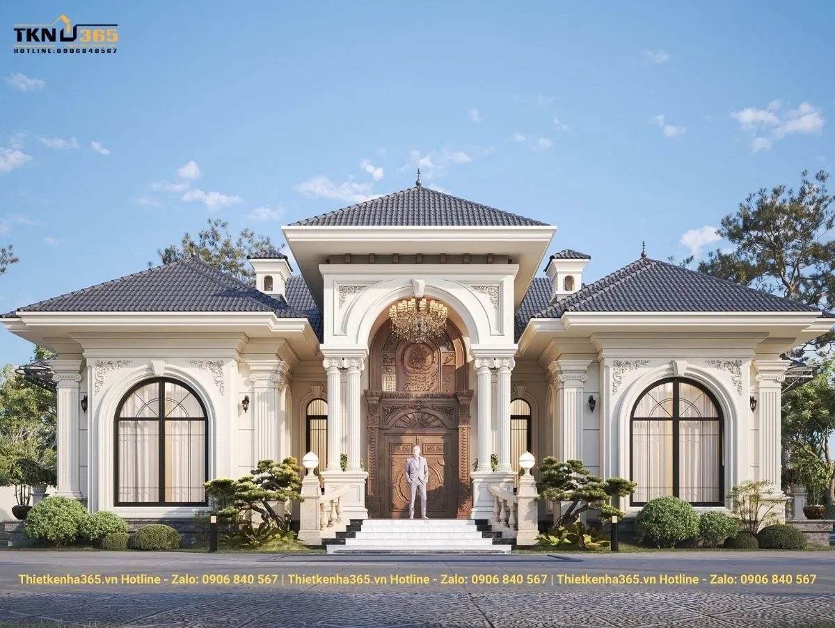 Biệt thự 1 tầng tân cổ điển mái Nhật