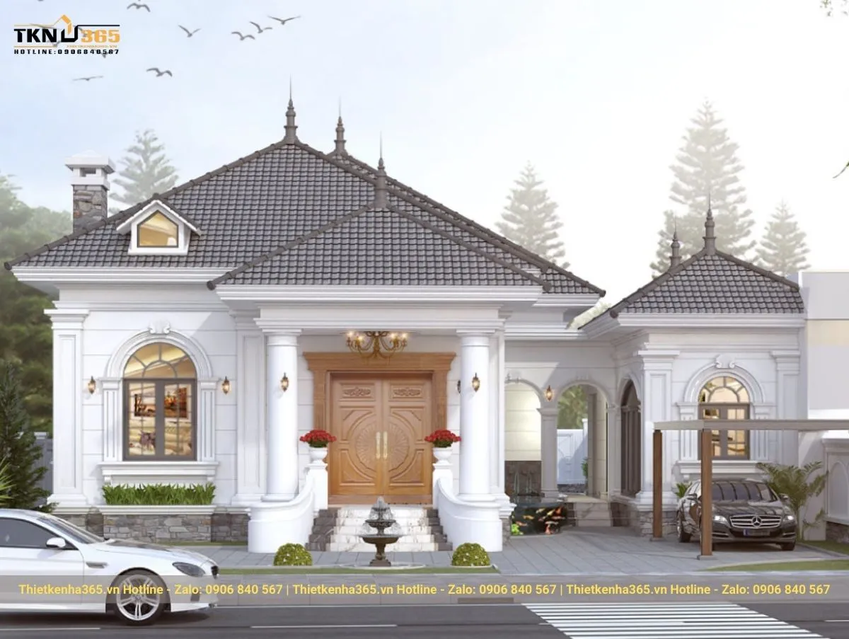 Biệt thự 1 tầng tân cổ điển 4 phòng ngủ