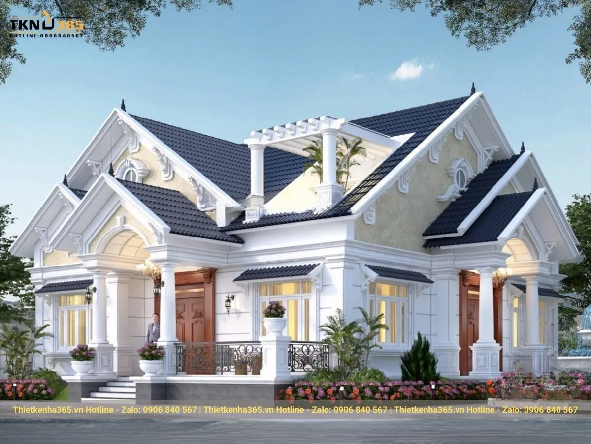 Biệt thự tân cổ điển 1 tầng mái Thái