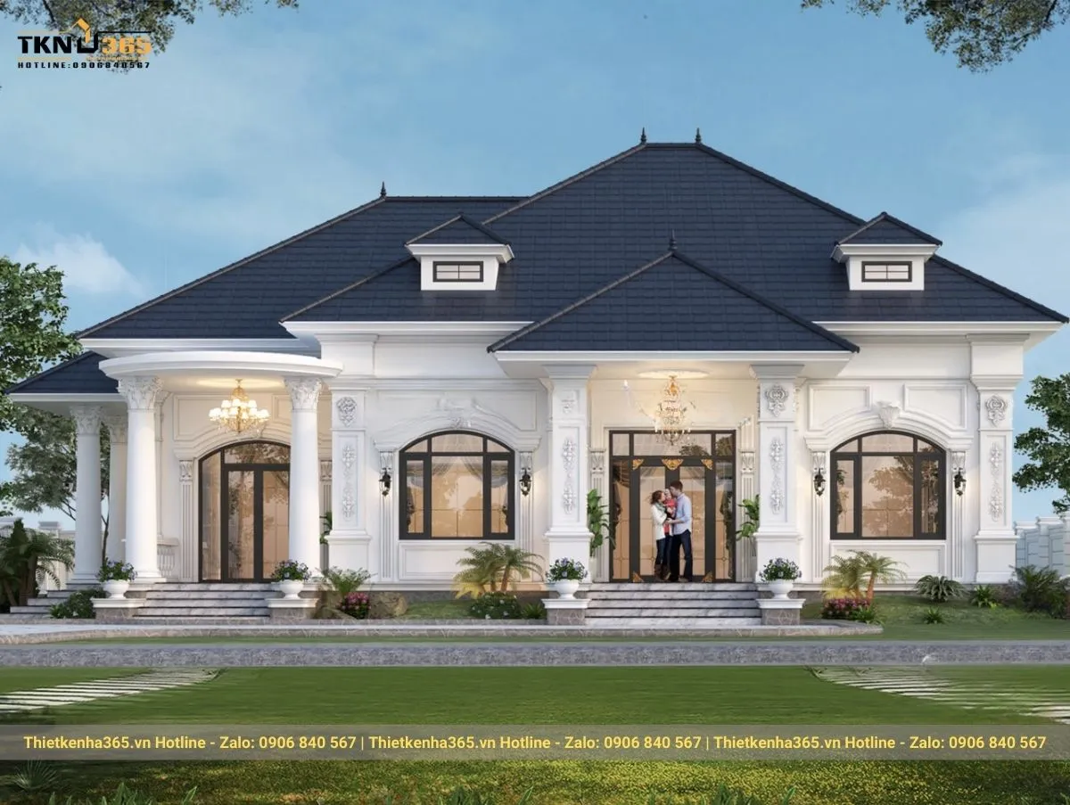 Biệt thự 1 tầng tân cổ điển 5 phòng ngủ