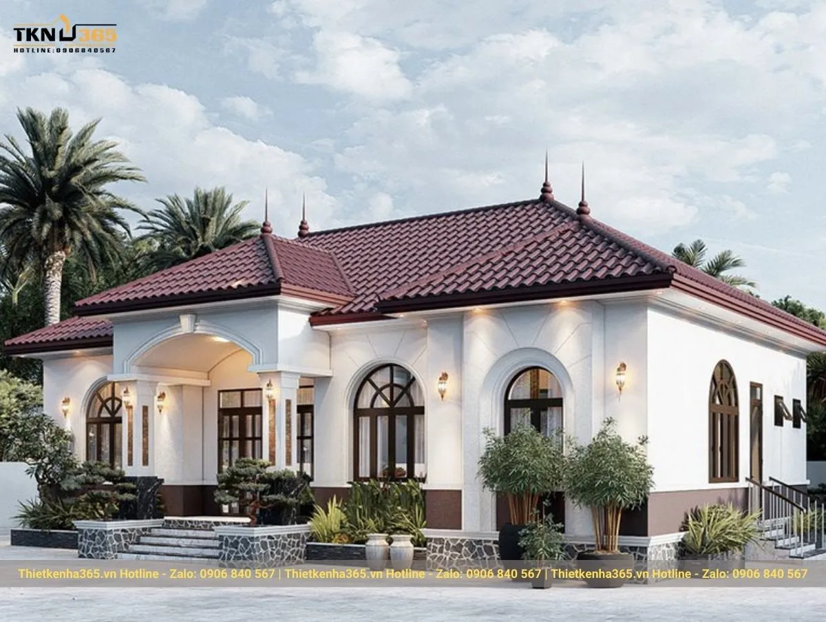 Biệt thự 1 tầng tân cổ điển mái Nhật