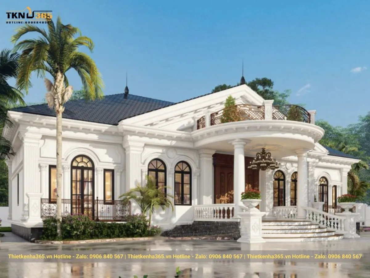 Biệt thự 1 tầng tân cổ điển 6 phòng ngủ