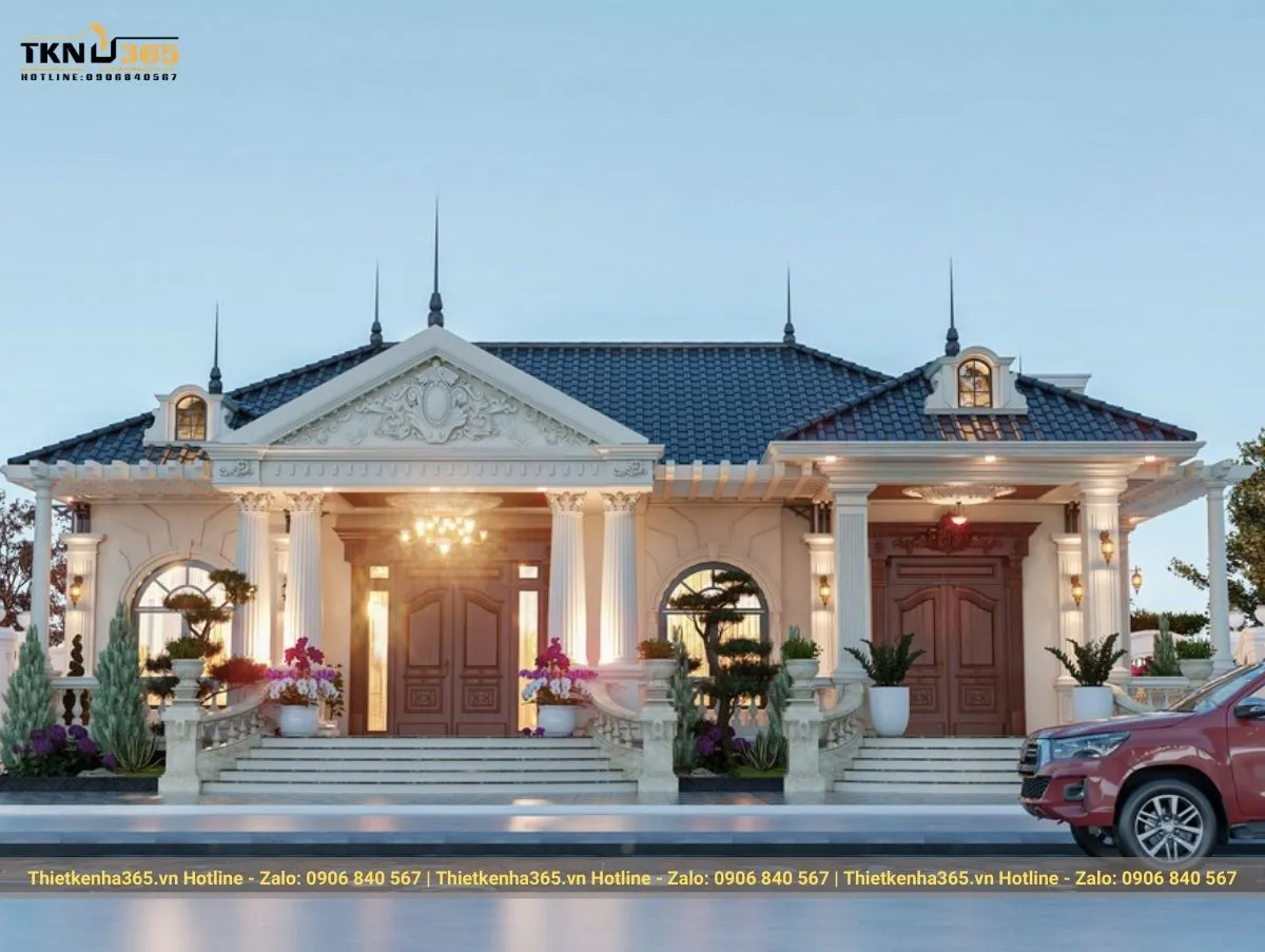 Biệt thự 1 tầng tân cổ điển 5 phòng ngủ