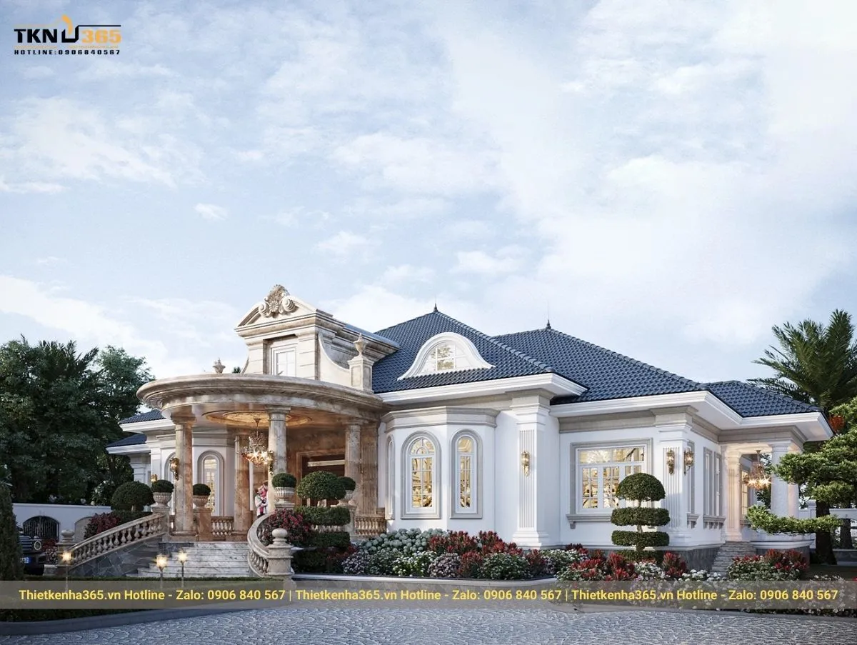 Biệt thự mái Nhật 1 tầng tân cổ điển