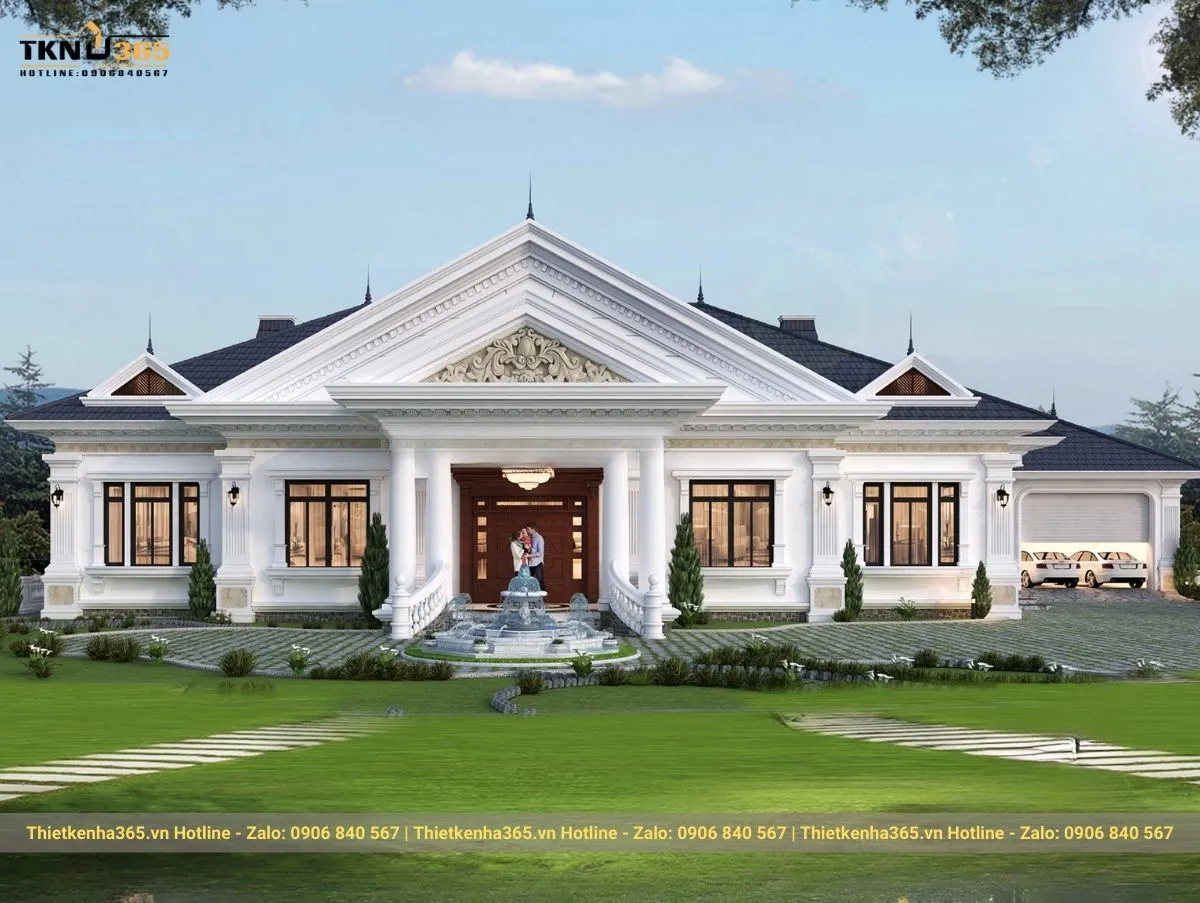 Biệt thự 1 tầng tân cổ điển kiểu Pháp