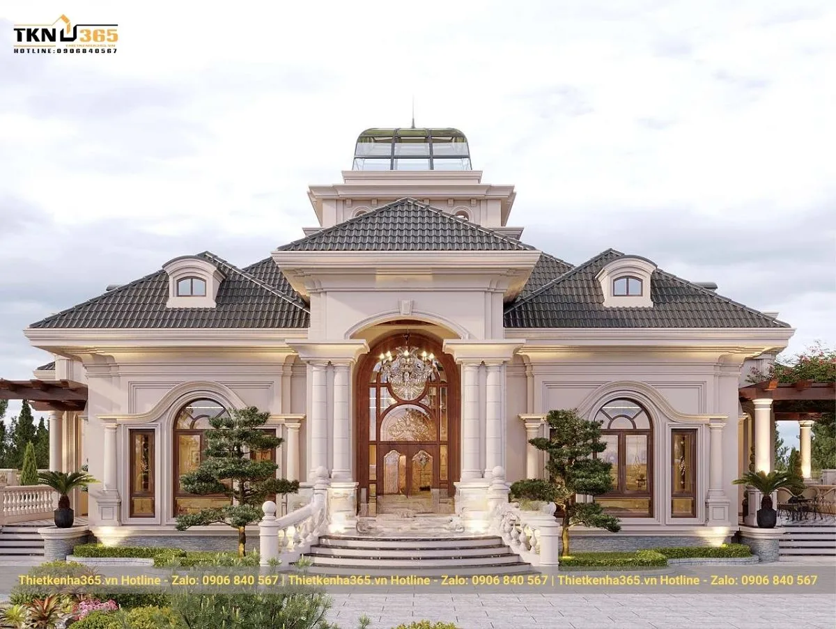 Biệt thự 1 tầng tân cổ điển 6 phòng ngủ