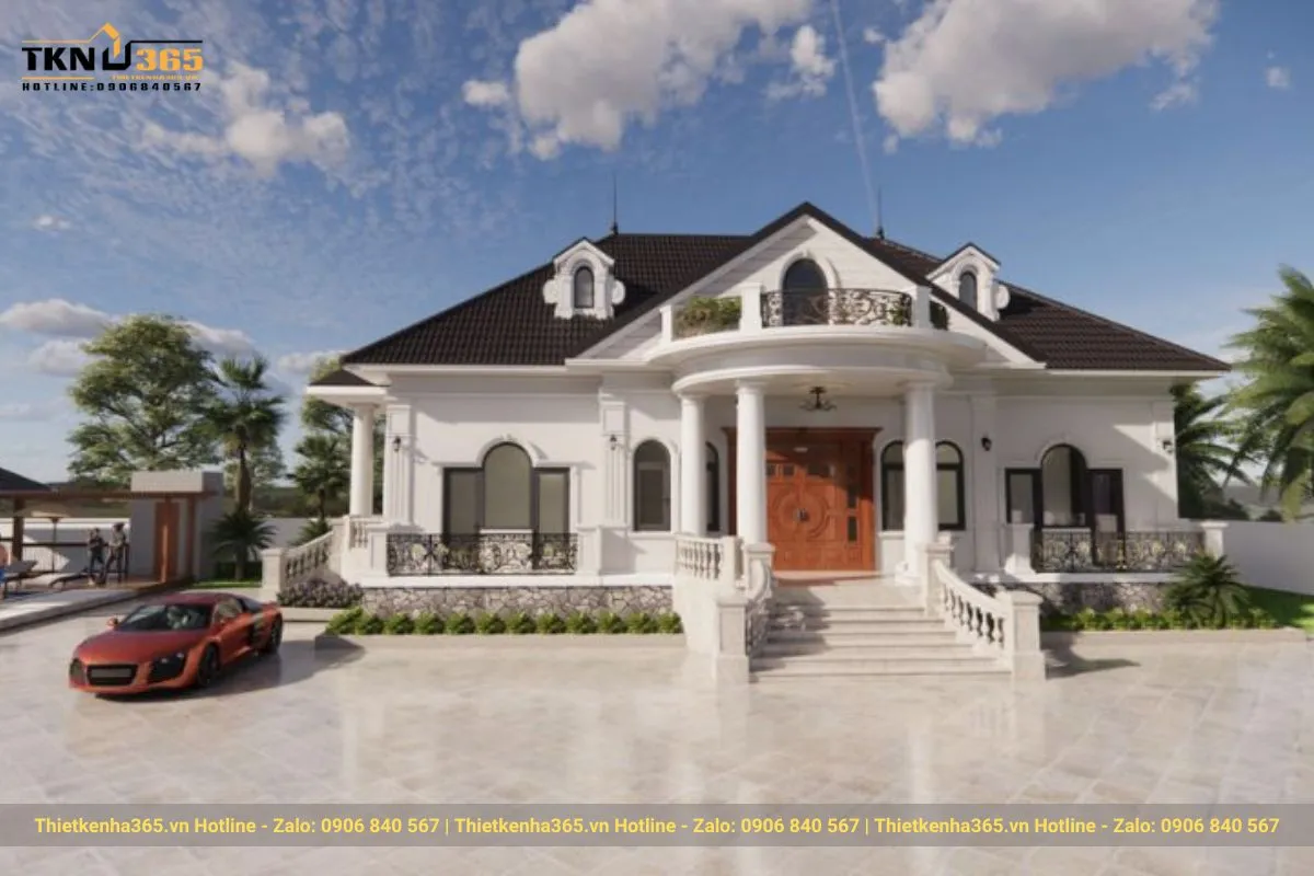 Biệt thự châu Âu sang trọng có ban công ở nông thôn