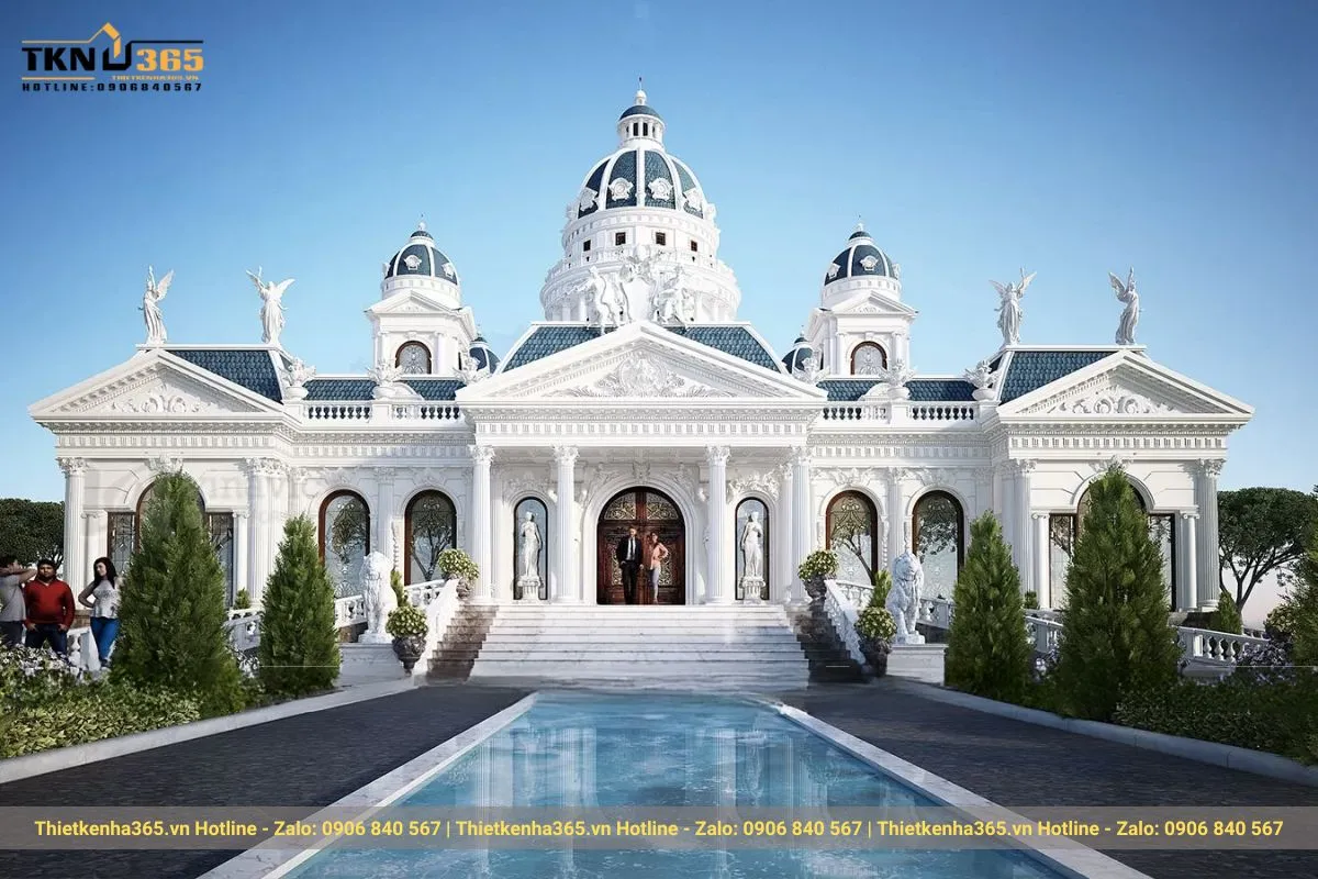 Mẫu biệt thự châu Âu có hồ bơi 