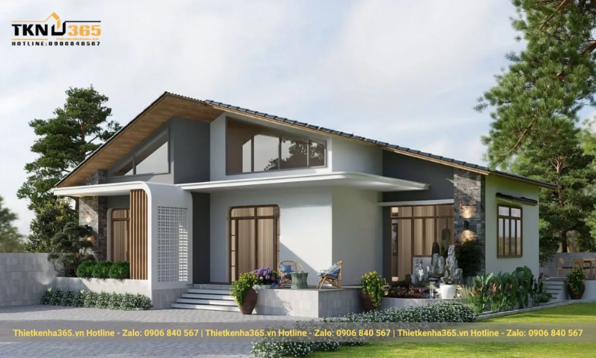 Nhà mái Thái 1 tầng đẹp 4 phòng ngủ