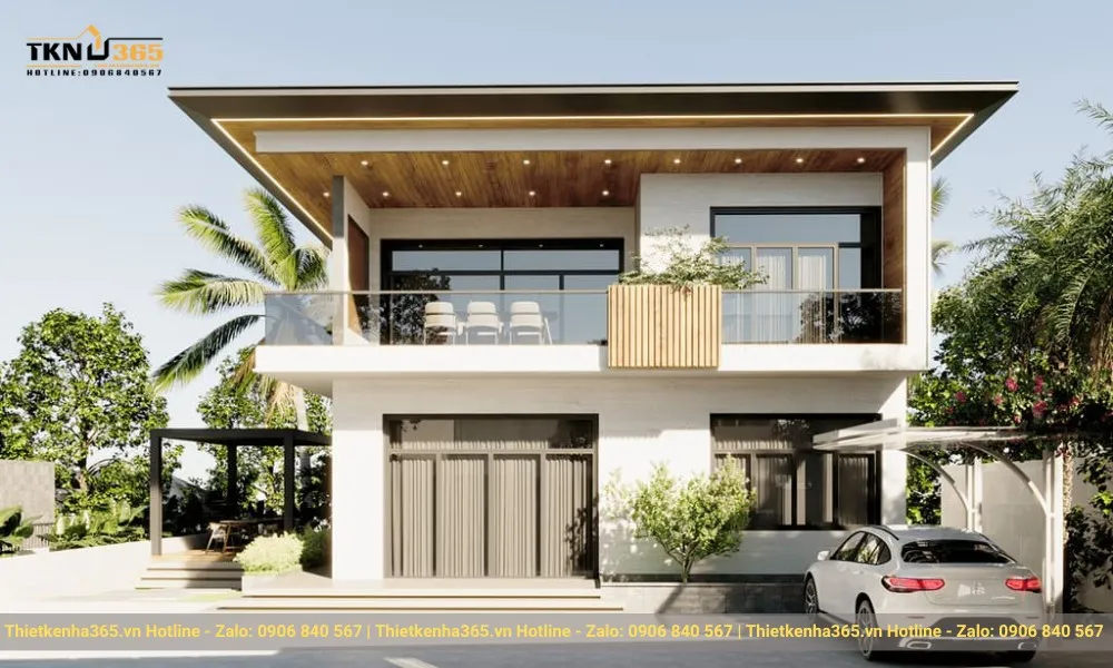 Biệt thự 2 tầng hiện đại mái bằng