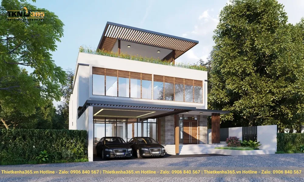 Đơn vị thiết kế biệt thự 2 tầng mái bằng hiện đại