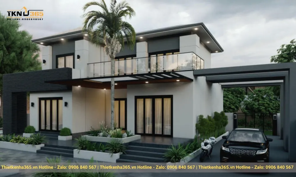 Biệt thự 2 tầng hiện đại mái bằng