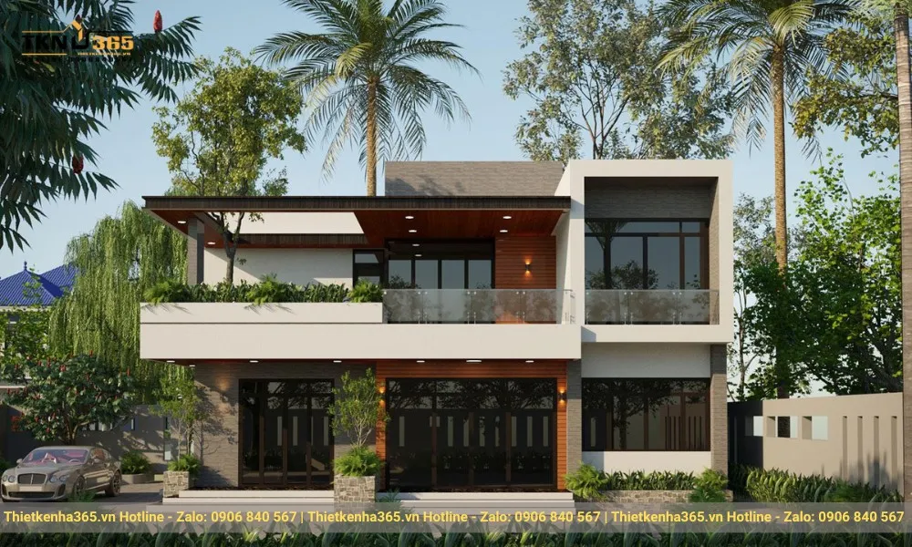 Biệt thự 2 tầng hiện đại mái bằng