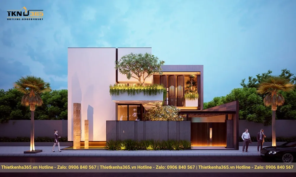 Mẫu biệt thự 2 tầng mái bằng