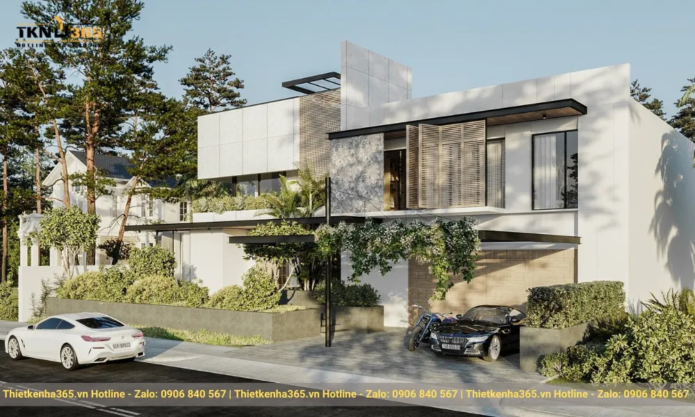 Biệt thự 2 tầng hiện đại mái bằng