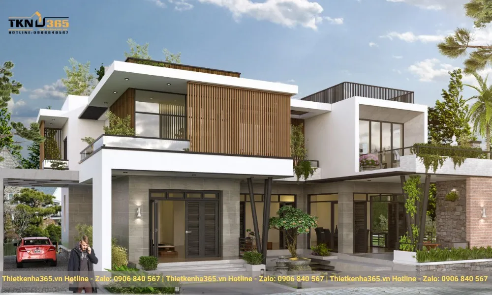 Biệt thự 2 tầng mái bằng