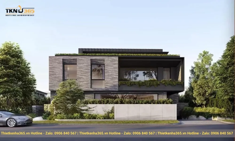 Mẫu biệt thự 2 tầng mái bằng