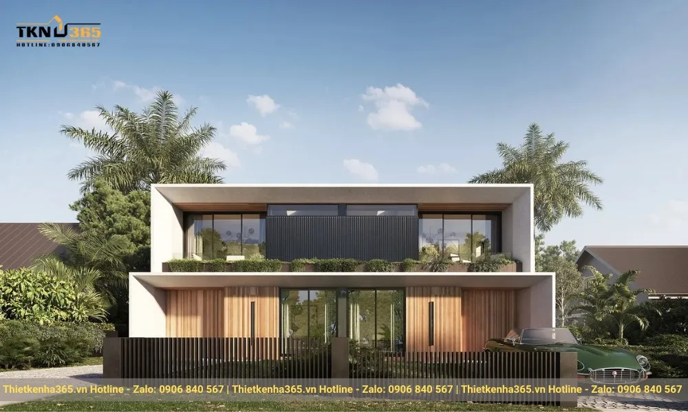 Biệt thự 2 tầng hiện đại mái bằng