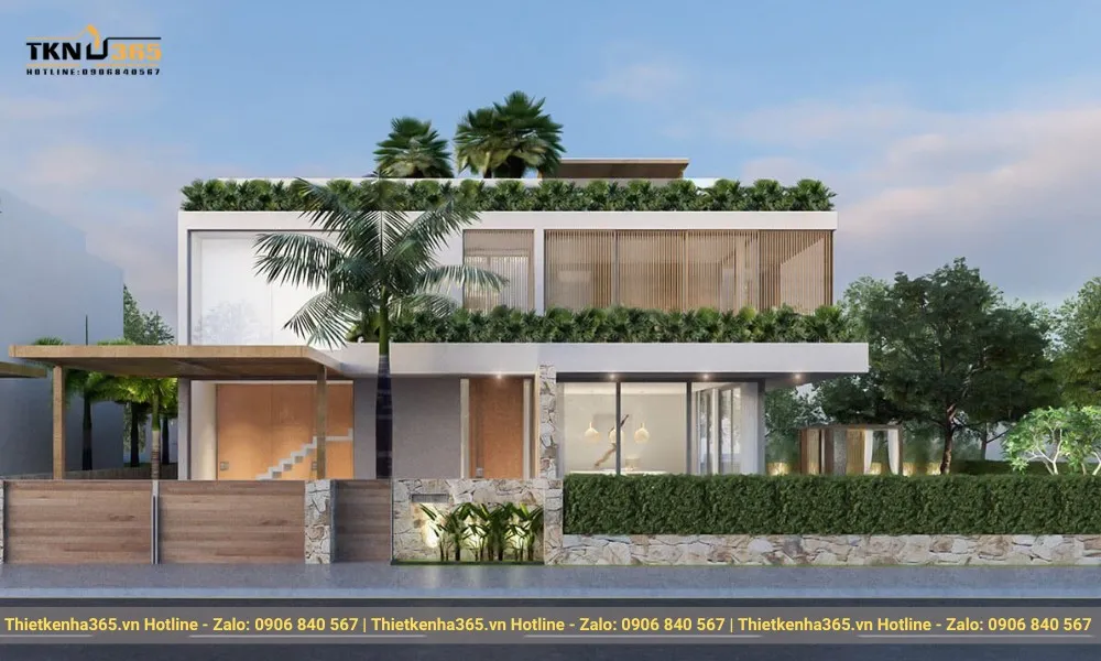 Biệt thự 2 tầng hiện đại mái bằng