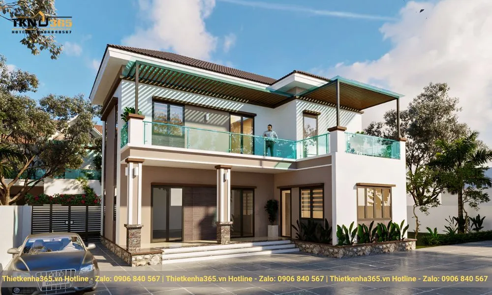 Nhà biệt thự 2 tầng mái nhật