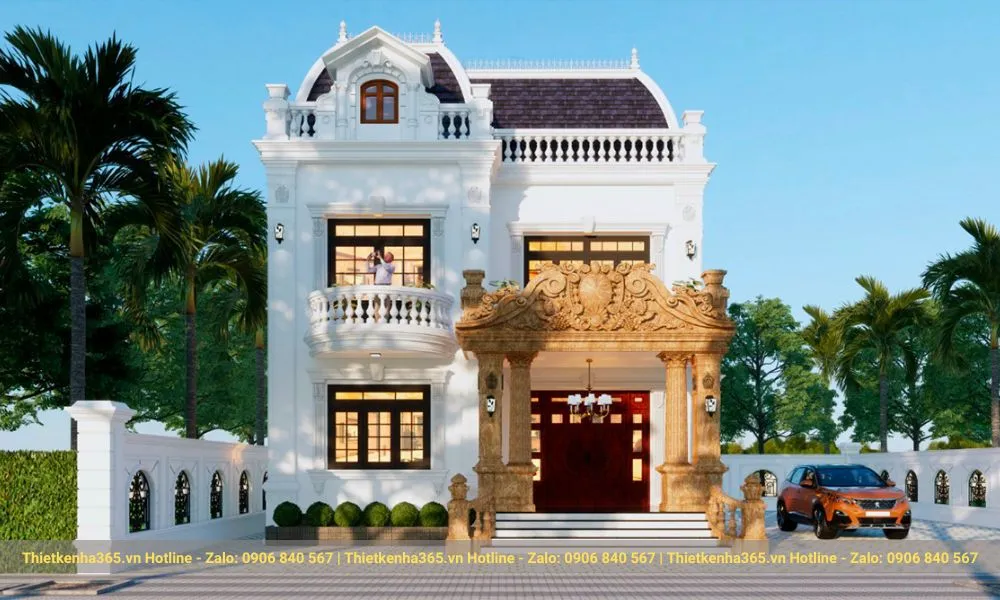 Biệt thự lâu đài 2 tầng nguy nga là biểu tượng của sự sang trọng và quý phái