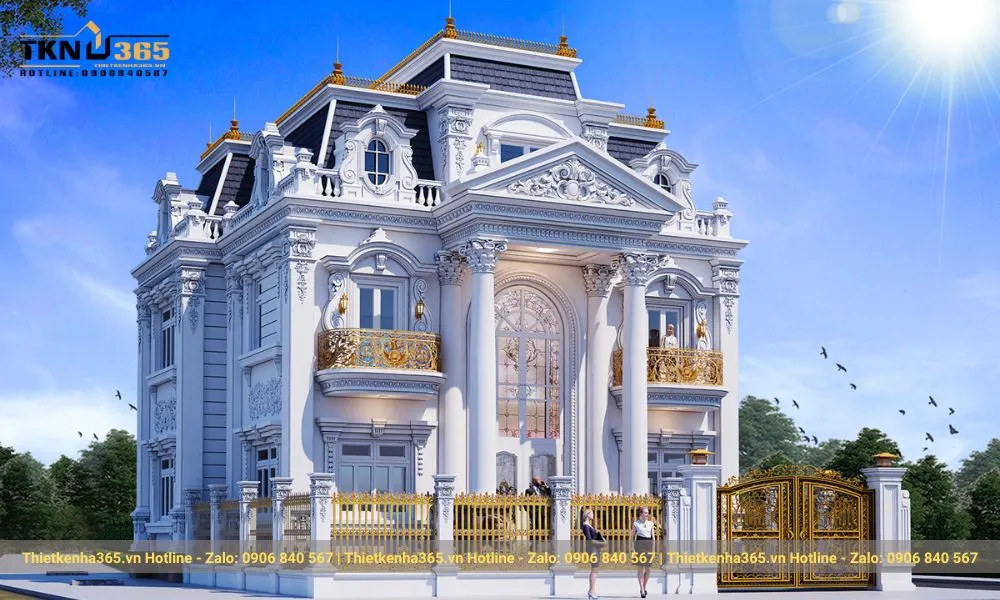 Biệt thự lâu đài mái mansard nguy nga tráng lệ