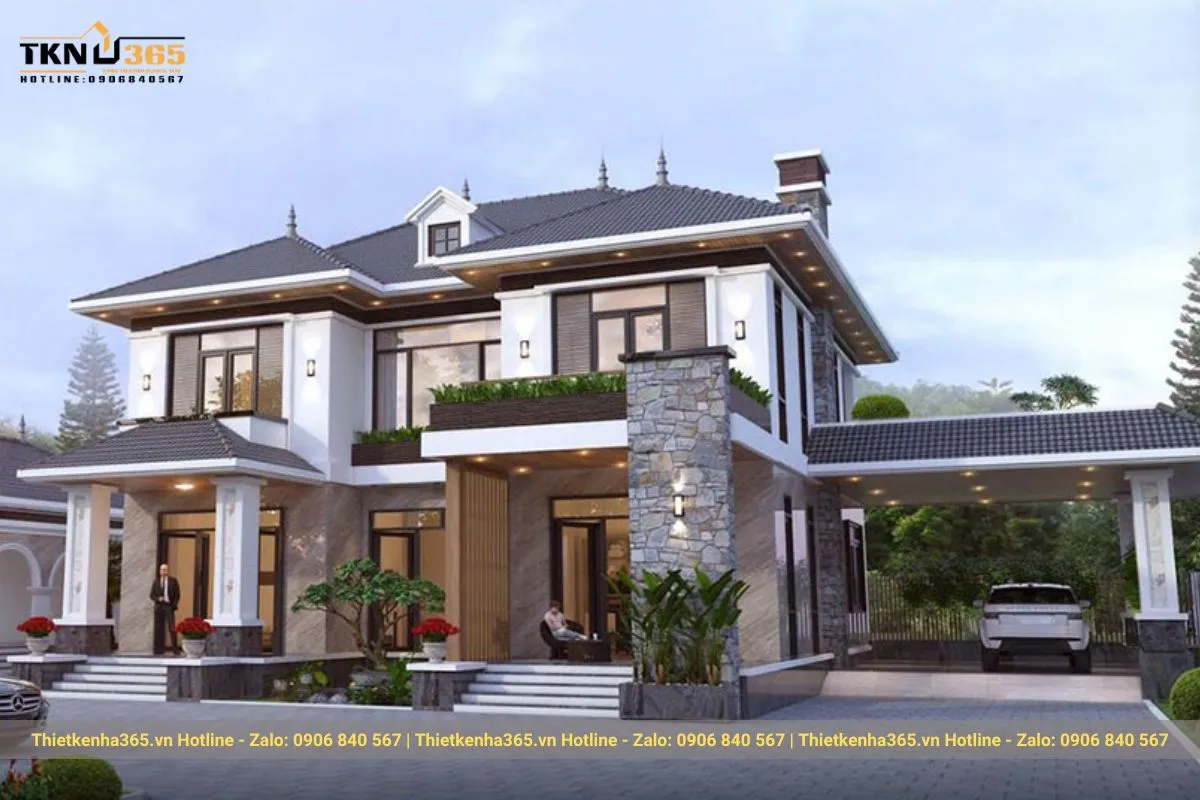 Mẫu biệt thự 2 tầng mái Nhật