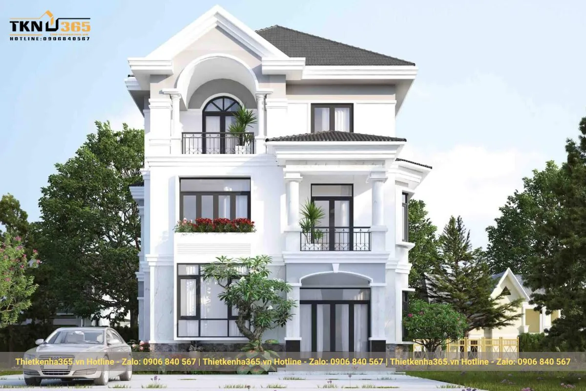 Biệt thự mái Nhật 3 tầng