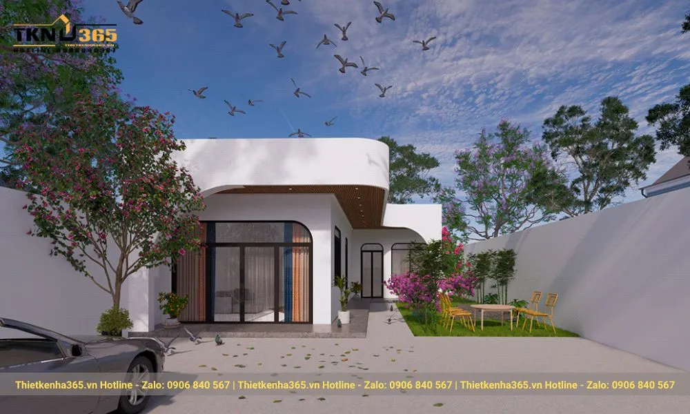 Biệt thự vườn cấp 4 chữ L mang đến không gian sống độc đáo, thoáng đãng và hiện đại.