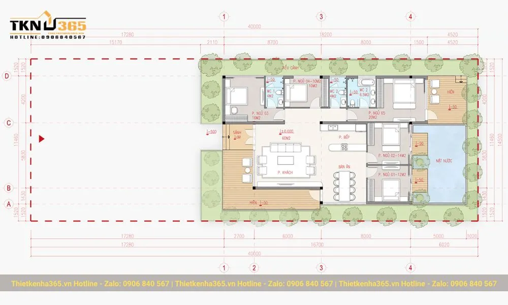 Bản vẽ chi tiết công năng biệt thự nhà vườn cấp 4