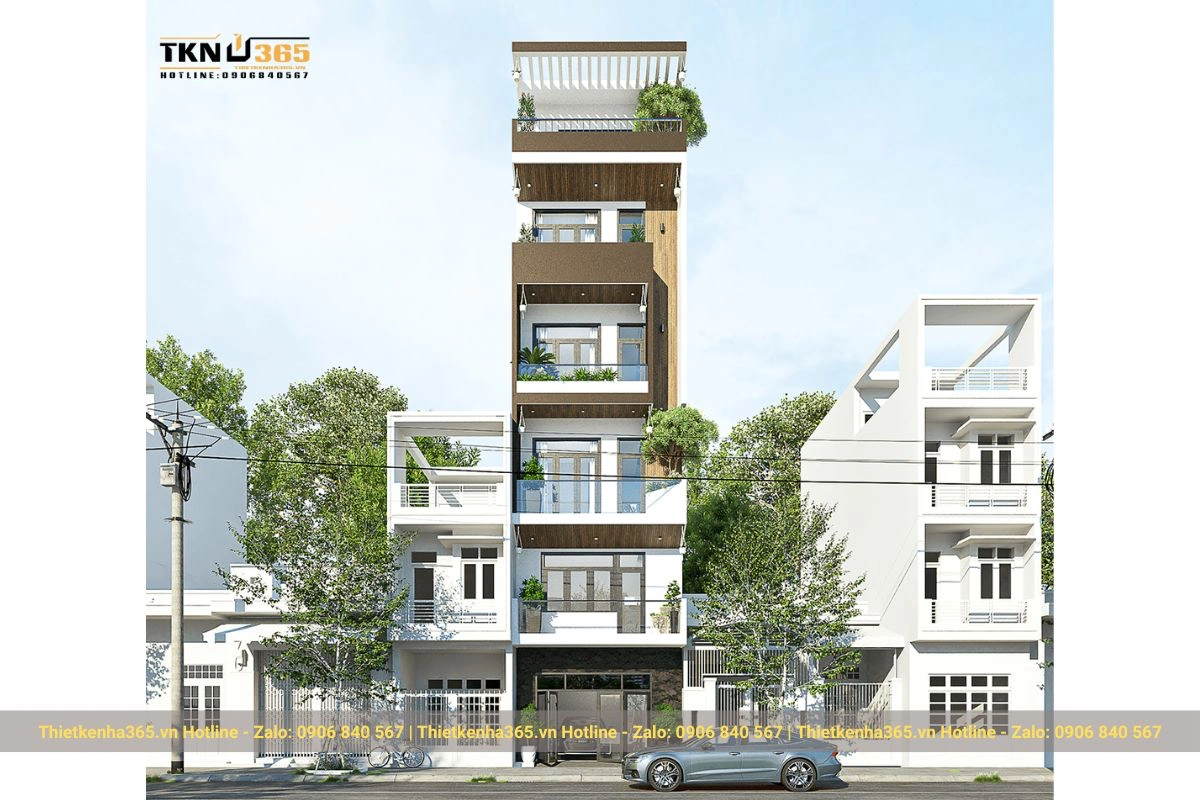 Mẫu nhà phố hiện đại 5 tầng và 1 tu