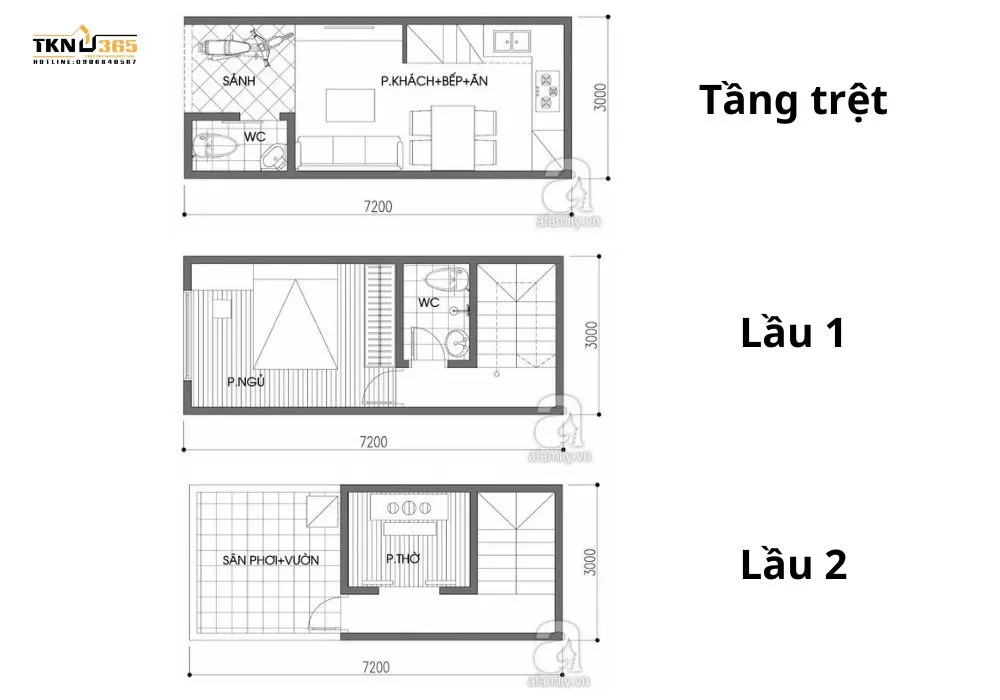 Thiết kế nhà nhỏ 3x7