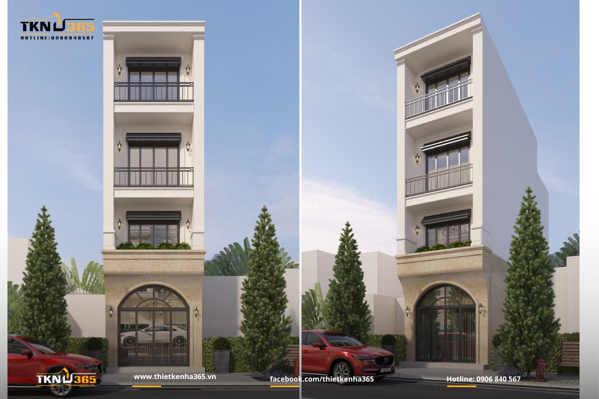 Mẫu nhà 1 trệt 3 lầu diện tích 7x20m của anh Quân Long An