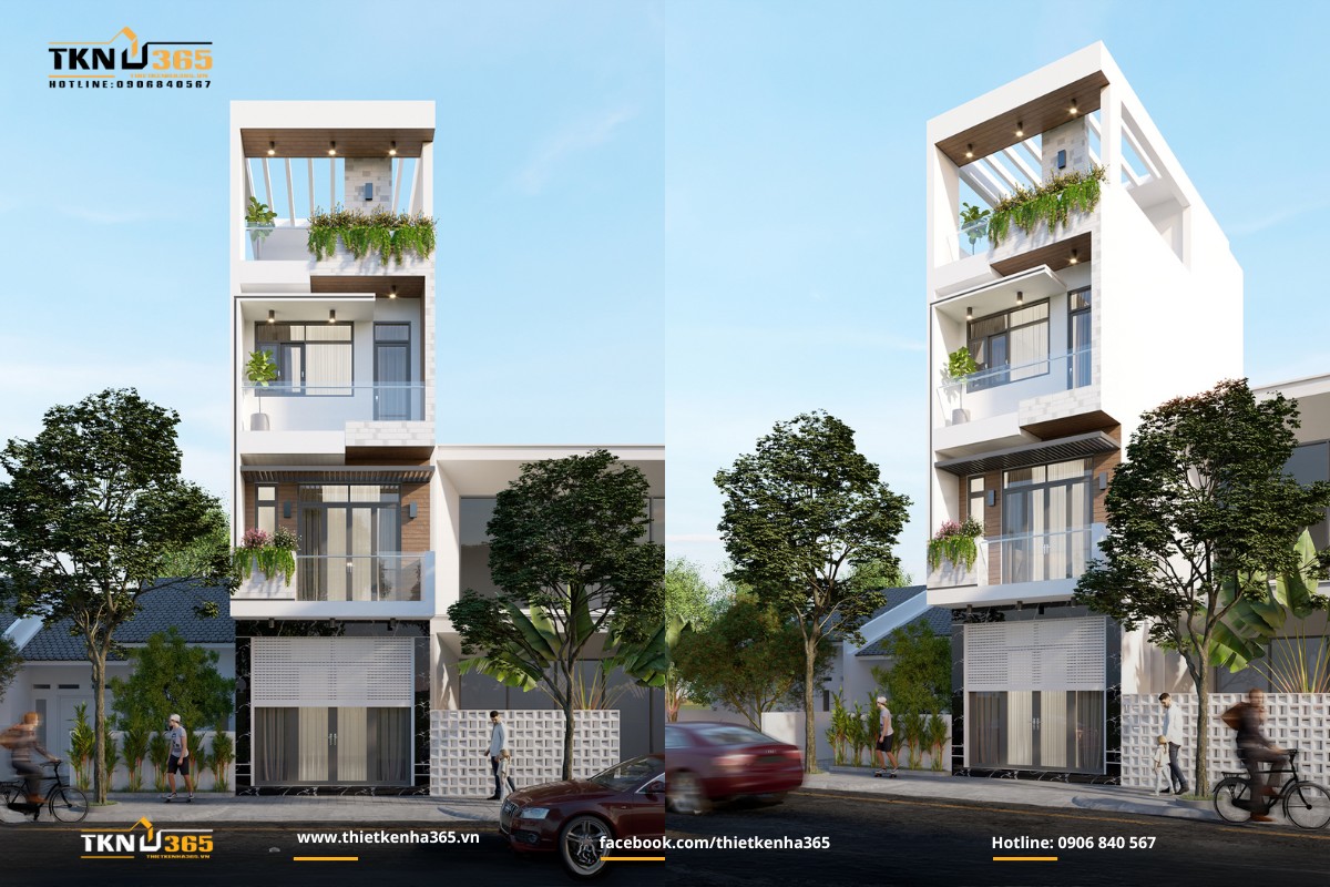 Mẫu nhà phố 1 trệt 3 lầu đơn giản, tối ưu chi phí