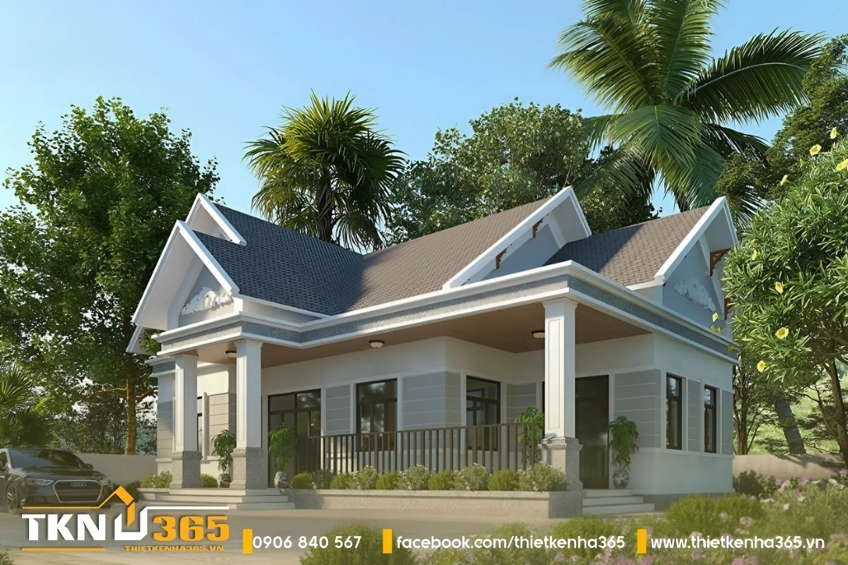 Nhà mái thái 1 tầng 5 phòng ngủ mang đến cảm giác vững chắc, to lớn và bề thế hơn