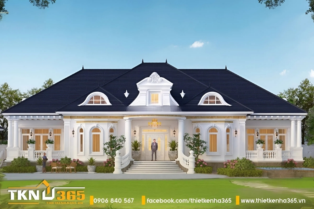 Tông màu chủ đạo là màu trắng kết hợp ánh sáng vàng sang trọng, ấm cúng