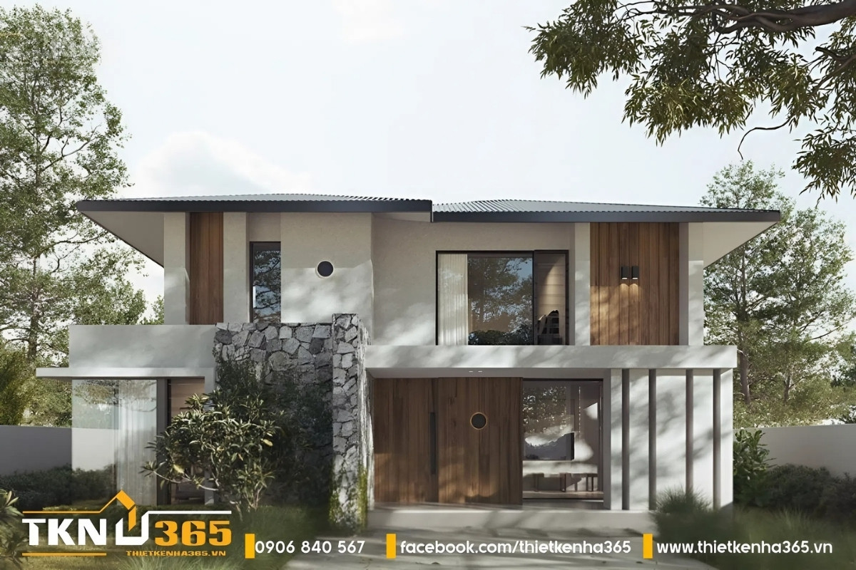 Hệ thống cửa ngôi nhà này được làm bằng gỗ