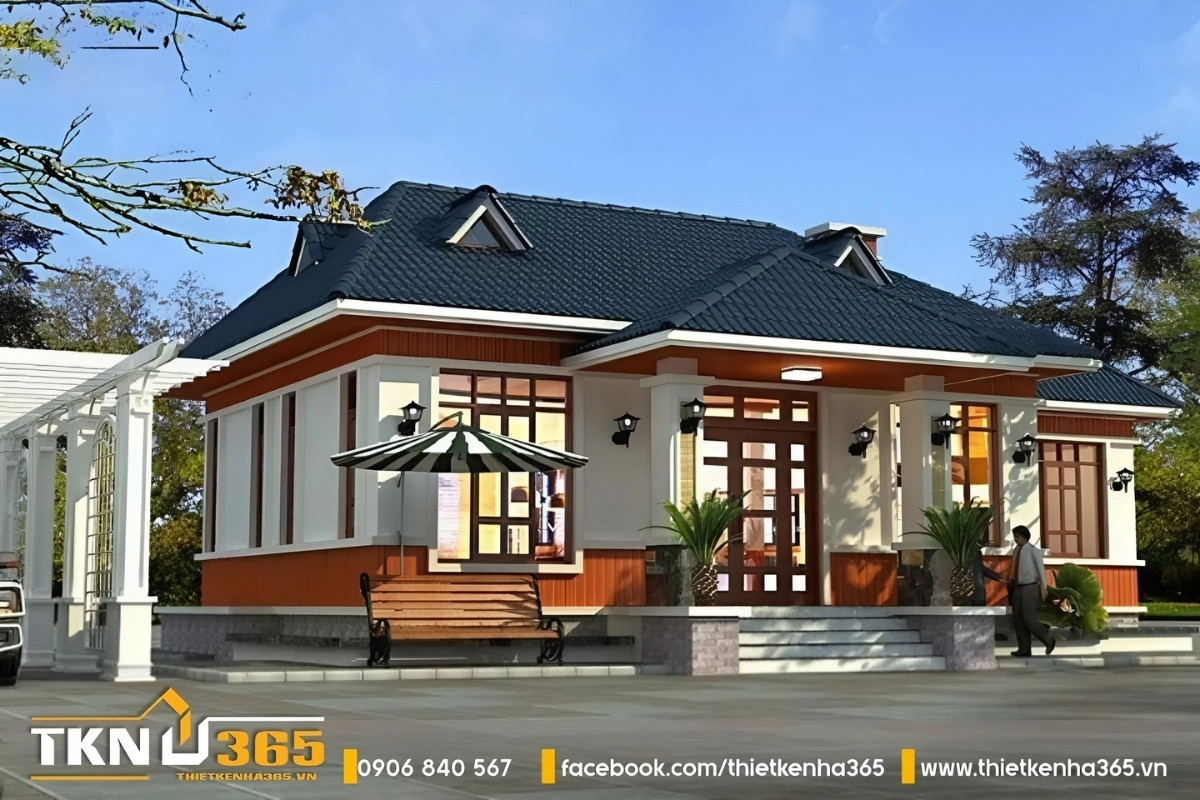 Mẫu nhà 1 tầng 5 phòng ngủ kiểu châu Âu đẹp cuốn hút