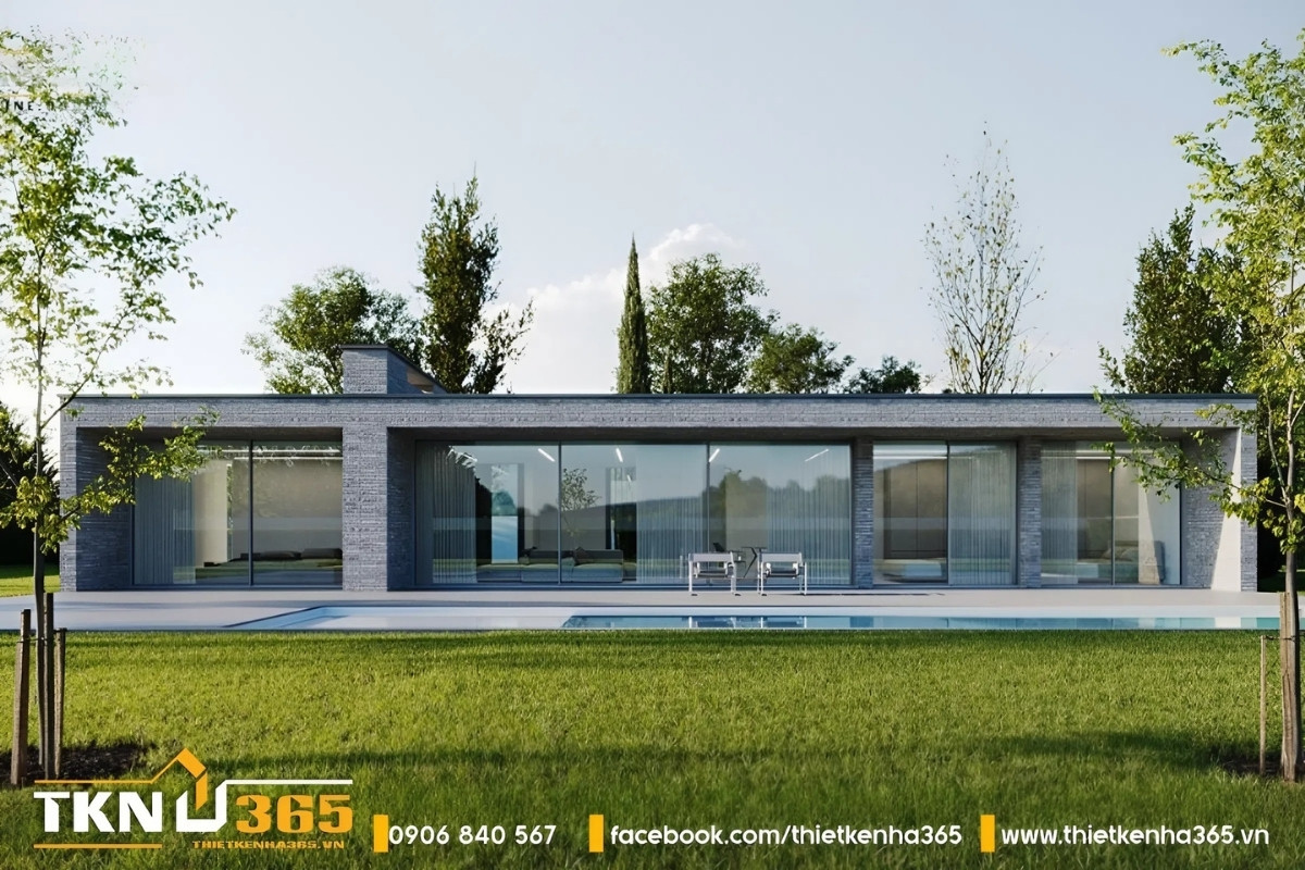 mẫu Biệt thự có khu vườn xanh mát với hồ bơi