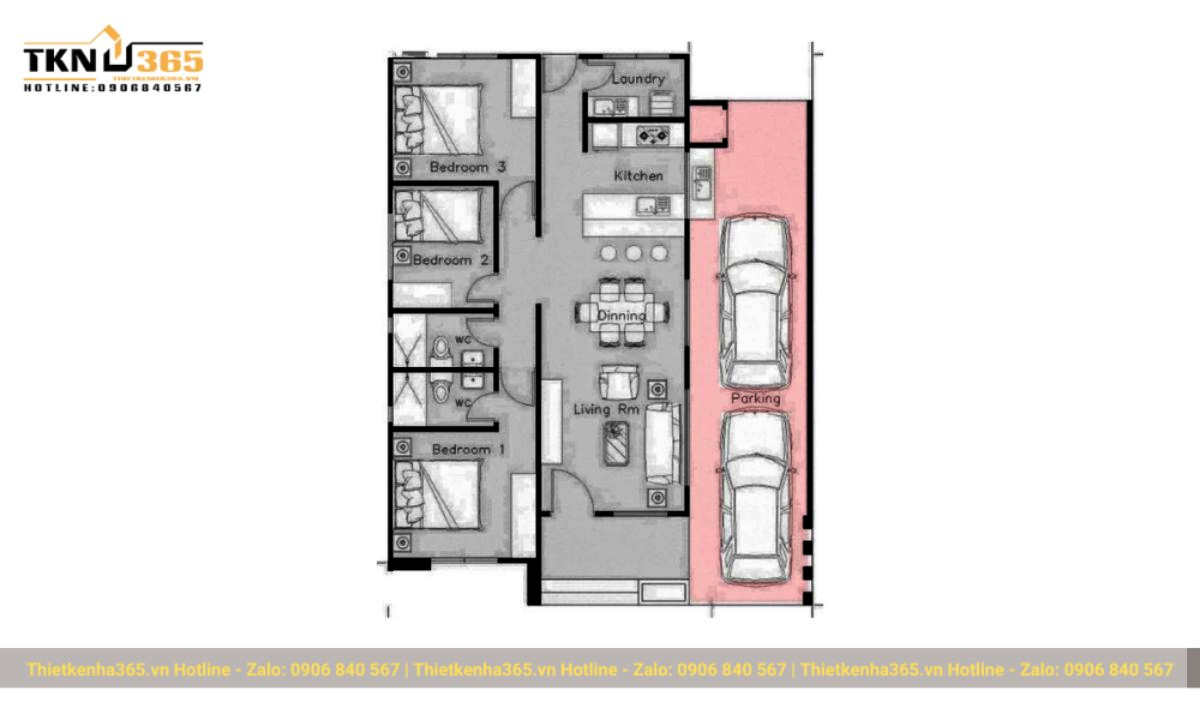 Ban ve nha 1 tang 3 phong ngu co gara de o to