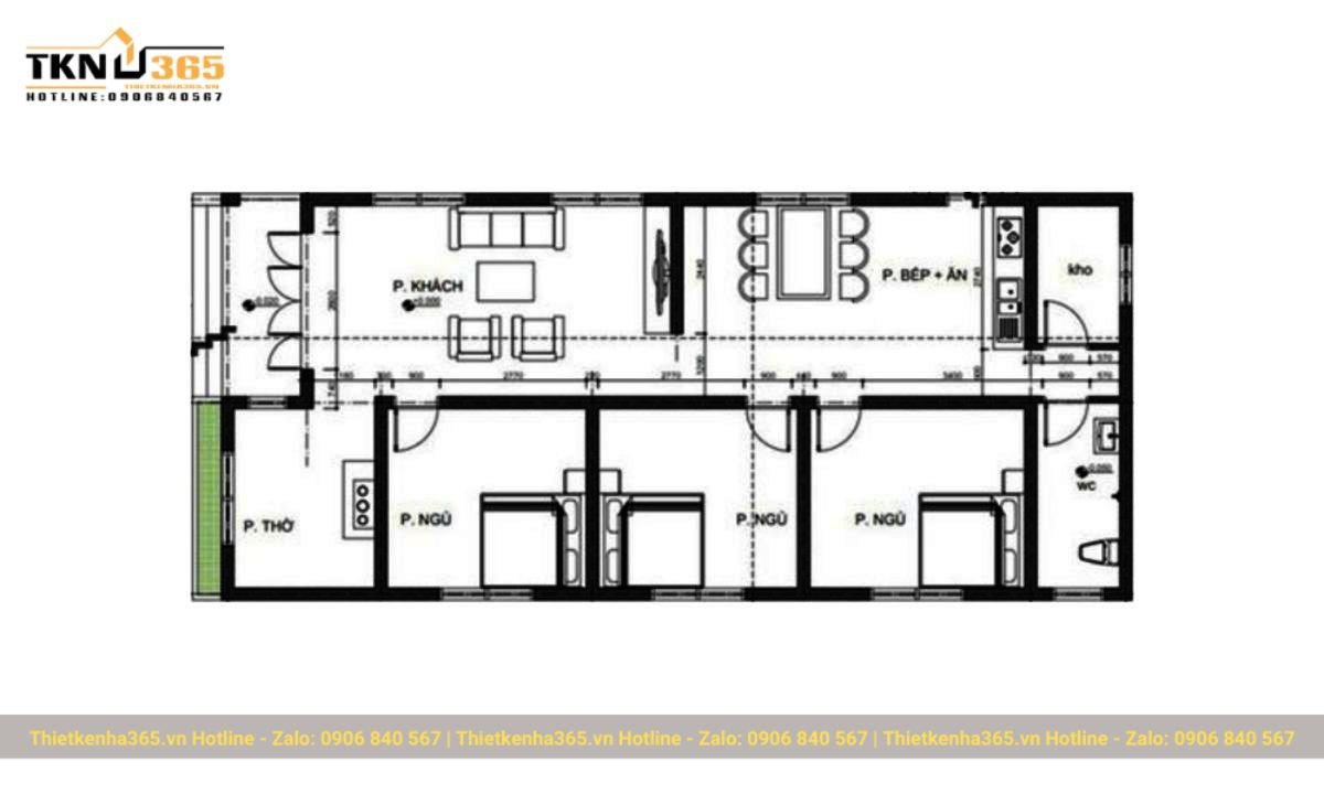 Ban ve nha 1 tang 3 phong ngu kieu nha ong
