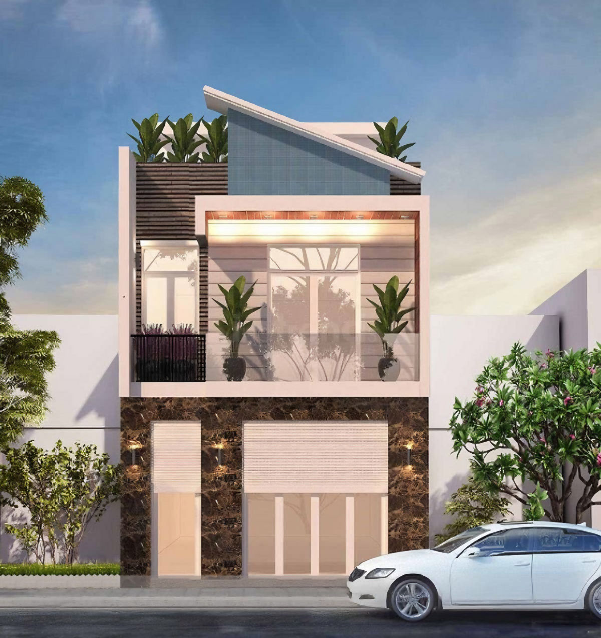 Thiết kế nhà hiện đại với vật liệu kính được ứng dụng triệt để