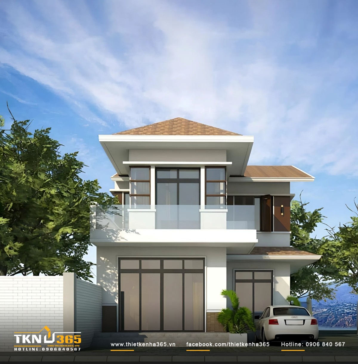 Mẫu nhà thiết kế hình chữ L có không gian để xe rộng rãi